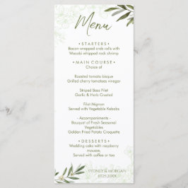 Elegantes botanisches Abendessen mit floraler Atmo Menükarte