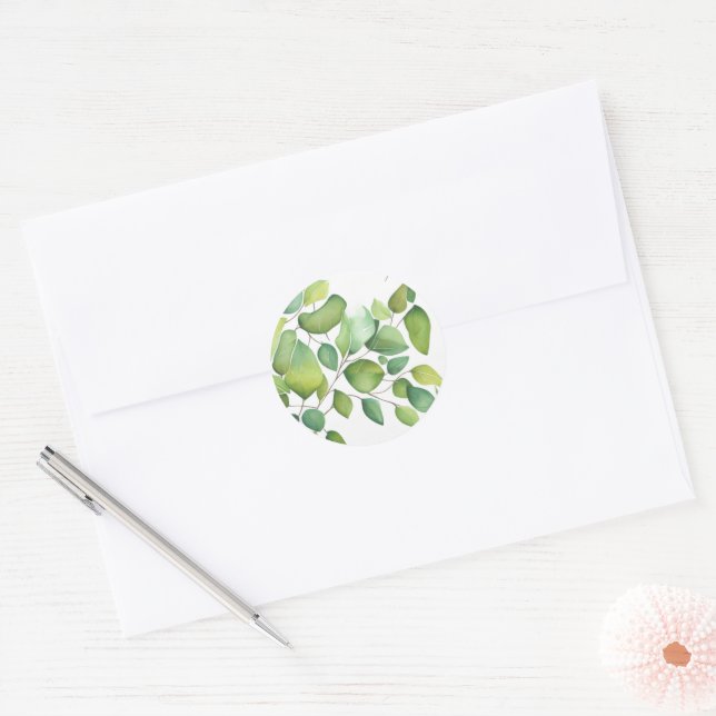 Elegantes botanisches Aquarell Runder Aufkleber (Umschlag)