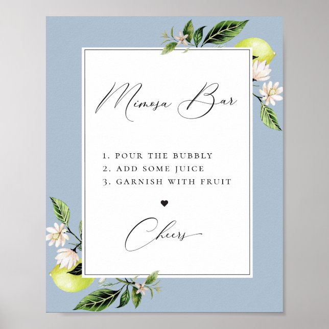 Elegantes Botanisches Bar Poster von Mimosa (Vorne)