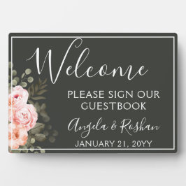 Elegantes Botanisches Begrüßungsguestbook Fotoplatte