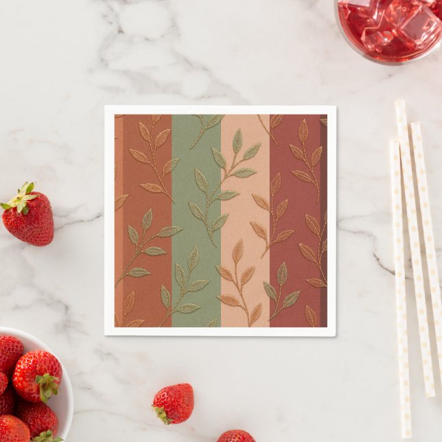 Elegantes botanisches Blätter-Erdfarbmuster Serviette (Beispiel)