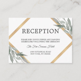 Elegantes botanisches Blätter Goldhochzeit EMPFEHL Begleitkarte