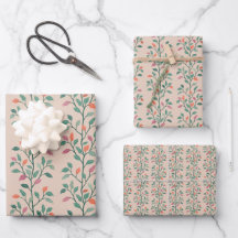 Elegantes botanisches Blattstreifenmuster auf Rosé