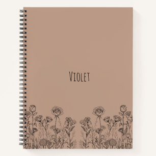 Elegantes botanisches Blumen-Design-Notizbuch ( Notizbuch