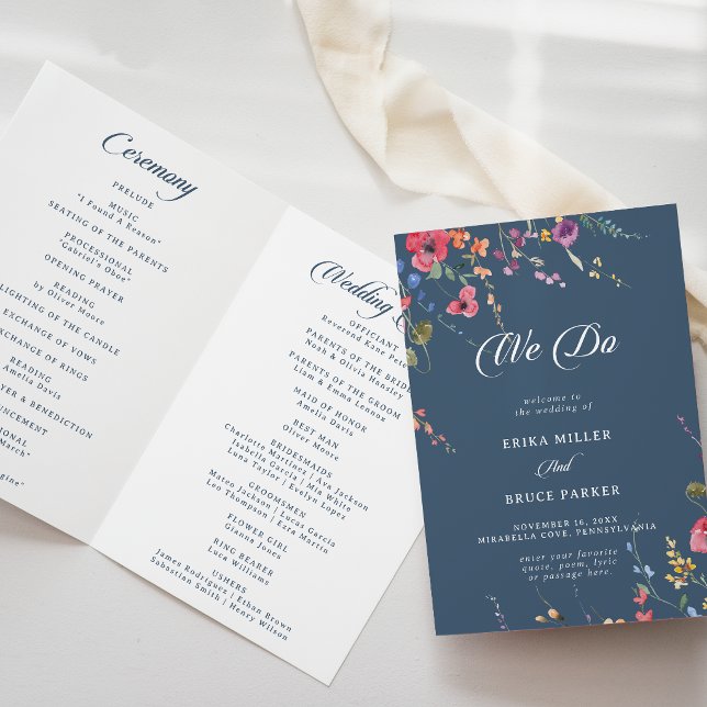 Elegantes botanisches Blumen- Hochzeitsprogramm mi Programm (Von Creator hochgeladen)