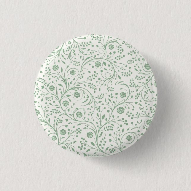Elegantes botanisches Blumenmuster – Minimale Natu Button (Vorderseite)