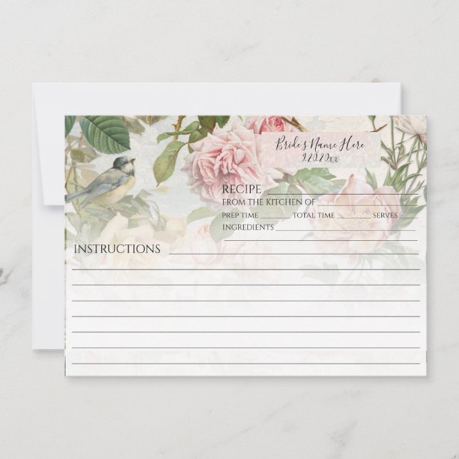 Elegantes botanisches Blumenzelt mit Vogelbridal-R Einladung (Vorderseite)