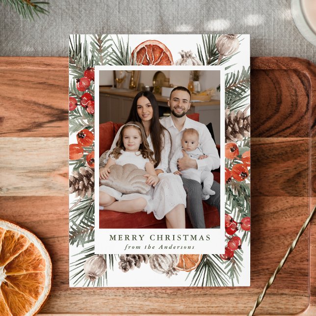 Elegantes botanisches Citrus-Foto Feiertagskarte (Von Creator hochgeladen)