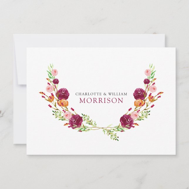 Elegantes Botanisches Coupel Monogramm Mitteilungskarte (Vorderseite)
