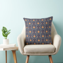 Elegantes botanisches dunkles Lila Blumenmuster Kissen