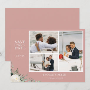 Elegantes botanisches Dusty Rose Foto Save The Date
