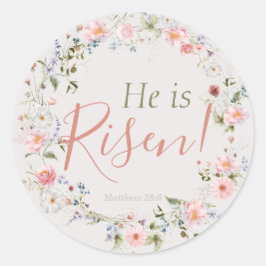Elegantes botanisches "Er ist Risen" Christliches  Runder Aufkleber