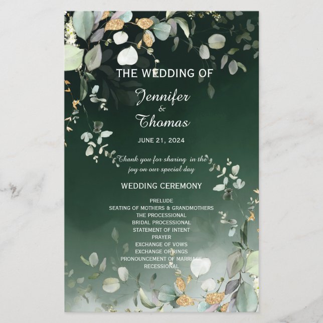 Elegantes botanisches Eukalyptus-Grünprogramm (Vorderseite)