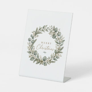 Elegantes botanisches Eukalyptus-Podest-Schild Sockelschild