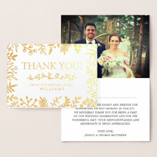 Elegantes botanisches Foliage Foto Hochzeit Vielen Folienkarte