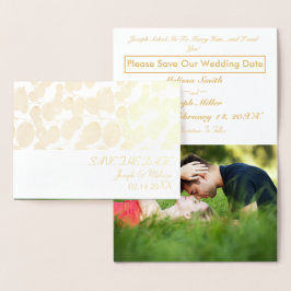 Elegantes botanisches Foto aus Gold Save the Date Folienkarte