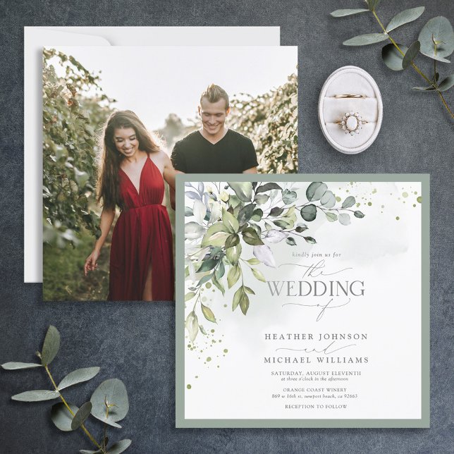 Elegantes botanisches Foto Einladung (Von Creator hochgeladen)