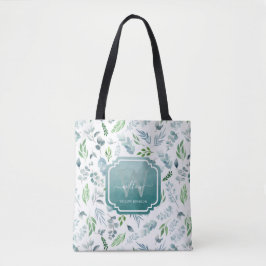 Elegantes Botanisches Greenery Monogramm Tasche