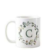 Elegantes Botanisches Greenery Wreath Monogramm