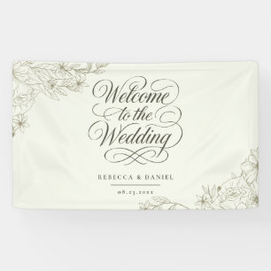 Elegantes botanisches Hochzeit-Willkommensbanner Banner
