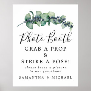 Elegantes botanisches Hochzeits-Fotobooth-Schild Poster