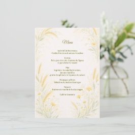 Elegantes botanisches Hochzeitsmenü Menükarte