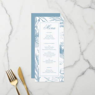 Elegantes botanisches Hochzeitsmenü mit Brautparty Menükarte
