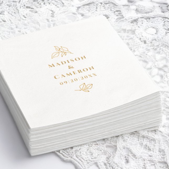 Elegantes botanisches Hochzeitssemble - Real Gold Servietten Mit Folie (Elegant Botanical Wedding Custom Real Gold Foil Napkins)