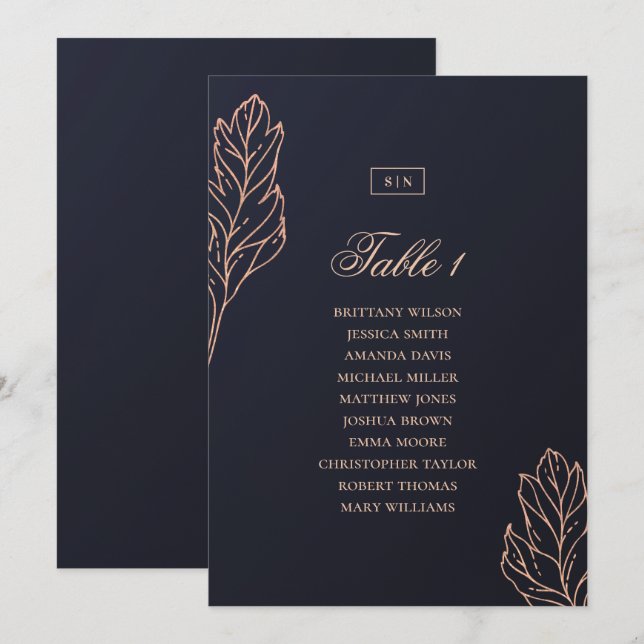 Elegantes botanisches Hochzeitstich Einladung (Vorne/Hinten)