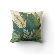 Elegantes botanisches Kissen mit lebhaftem Leaf-De