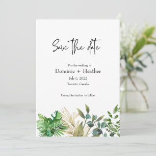 Elegantes botanisches Leaf-Hochzeitsfest Save The Date