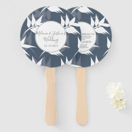 Elegantes Botanisches Leaf Navy Weißes Muster Hoch Fächer