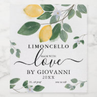 Elegantes botanisches Lemon aus Liebe Limoncello Weinetikett