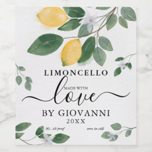 Elegantes botanisches Lemon aus Liebe Limoncello Weinetikett
