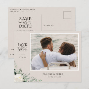 Elegantes botanisches Misty Pink Save the Date Ankündigungspostkarte