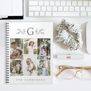 Elegantes Botanisches Monogramm 6 FotoCollage Notizblock