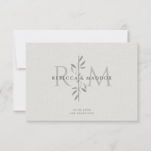 Elegantes botanisches Monogramm für die Hochzeit Dankeskarte