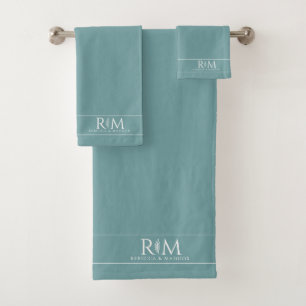 Elegantes botanisches Monogramm für Paare in Meere Badhandtuch Set