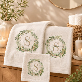 Elegantes botanisches Monogramm-Handtuch mit indiv Badhandtuch Set