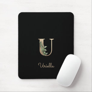 Elegantes Botanisches Monogramm Letter U Mouse Pad Mousepad