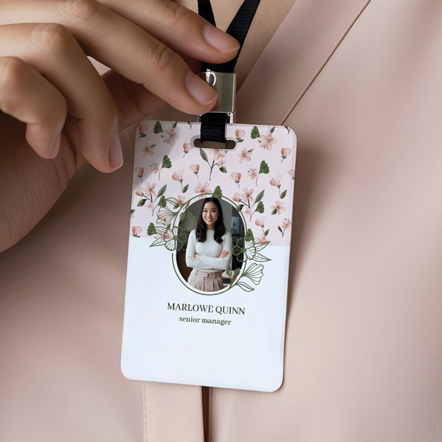 Elegantes Botanisches Monogramm-Logo Floral Wasser Ausweis (Elegant Botanical Monogram Logo Floral Watercolor Badge)