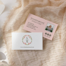 Elegantes botanisches Monogramm-Wappen Rosa grünes