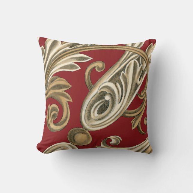 Elegantes botanisches Motiv mit Tan Foliage Kissen (Vorderseite)