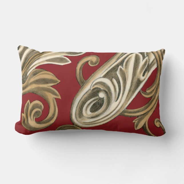 Elegantes botanisches Motiv mit Tan Foliage Lendenkissen (Vorderseite)
