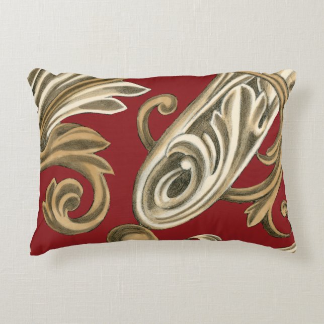 Elegantes botanisches Motiv mit Tan Foliage Zierkissen (Vorderseite)