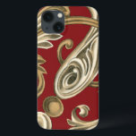 Elegantes botanisches Motiv mit TAN-Laub iPhone 13 Hülle<br><div class="desc">Eine Ethan Harper Vorlage,  der Eigenschaften Laub auf einem roten Hintergrund bräunen. Dieses elegante botanische Motiv würde ein großes Geschenk für jedermann sein,  das mutige Farben genießt!</div>