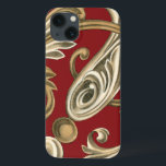 Elegantes botanisches Motiv mit TAN-Laub iPhone 13 Hülle<br><div class="desc">Eine Ethan Harper Vorlage,  der Eigenschaften Laub auf einem roten Hintergrund bräunen. Dieses elegante botanische Motiv würde ein großes Geschenk für jedermann sein,  das mutige Farben genießt!</div>