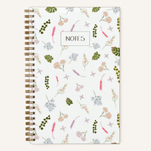 Elegantes Botanisches Muster - Blumenschrift Notizbuch
