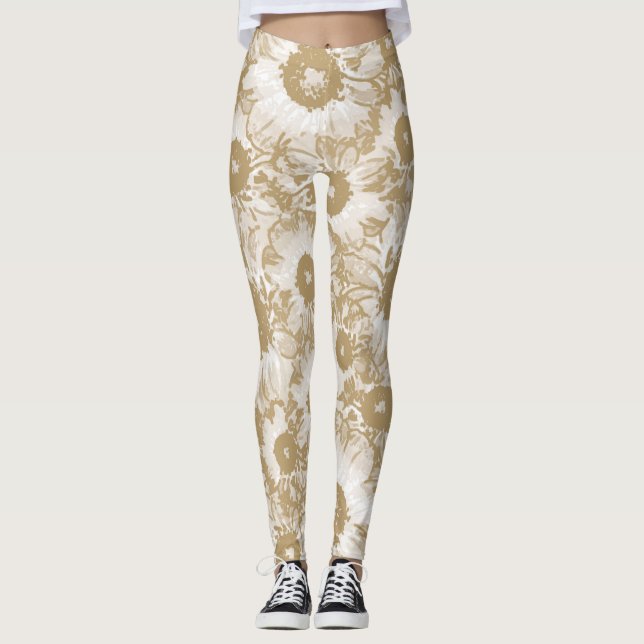 Elegantes botanisches Muster Leggings (Vorderseite)