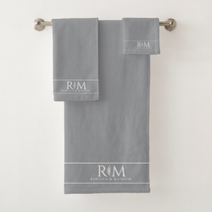 Elegantes botanisches Paarmonogramm Badhandtuch Set